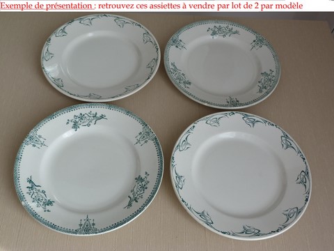 Présentation de 4 assiettes anciennes - Art de la table