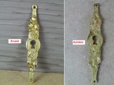 Entrée clé ancienne florale pour serrure bronze 
